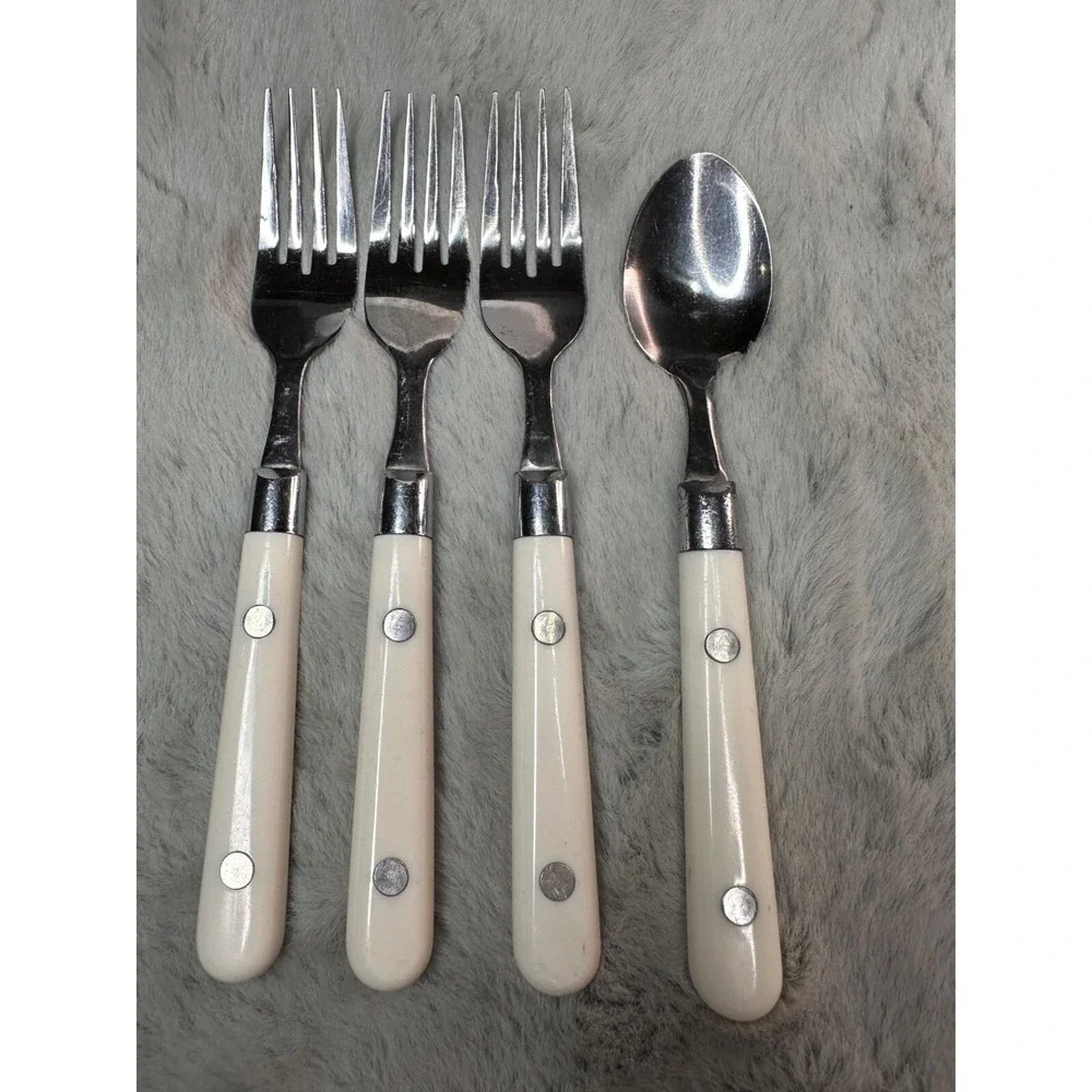 Vintage Silverware Rivets White Replacement Flatware Korea Stainless MCM Lot